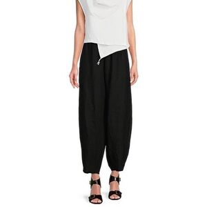 bryn Walker Black Wide-Leg Drawstring Ankle Pants
